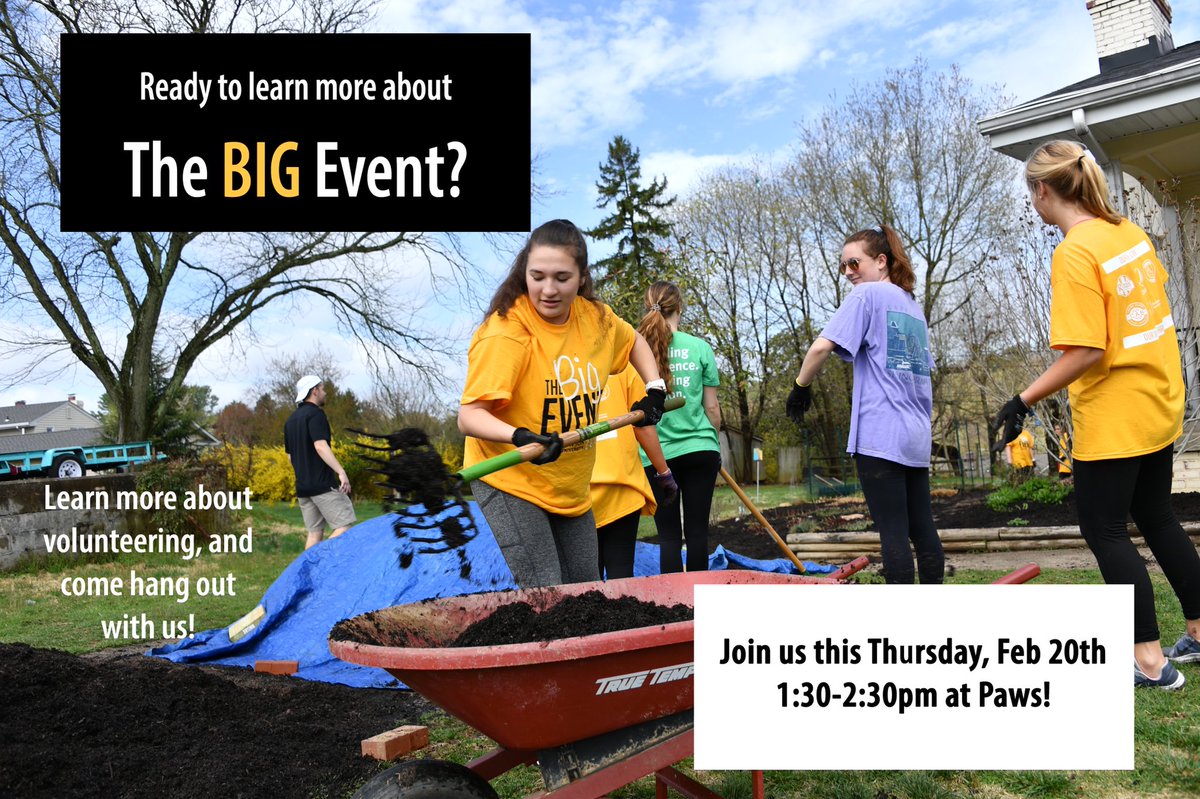 TUBigEvent's tweet image. Are you ready? Join us tomorrow, Feb 20th from 1:30-2:30 at Paws!!