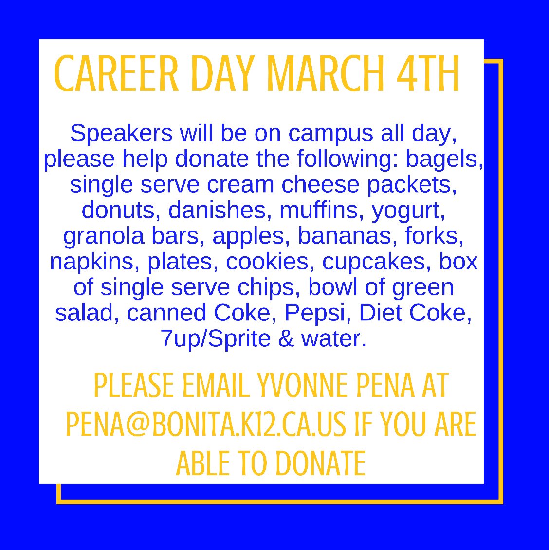 Help us provide for Career Day on March 4th⚜️😇