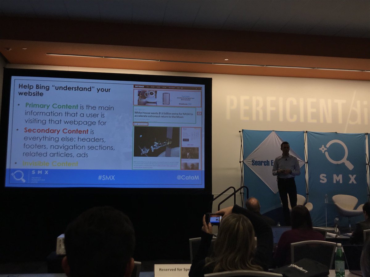 ChristiJOlson's tweet photo. Help Bing understand your website and its primary content. Use HTML5 static elements. @catam #smxwest https://t.co/h52lLdrjYs
