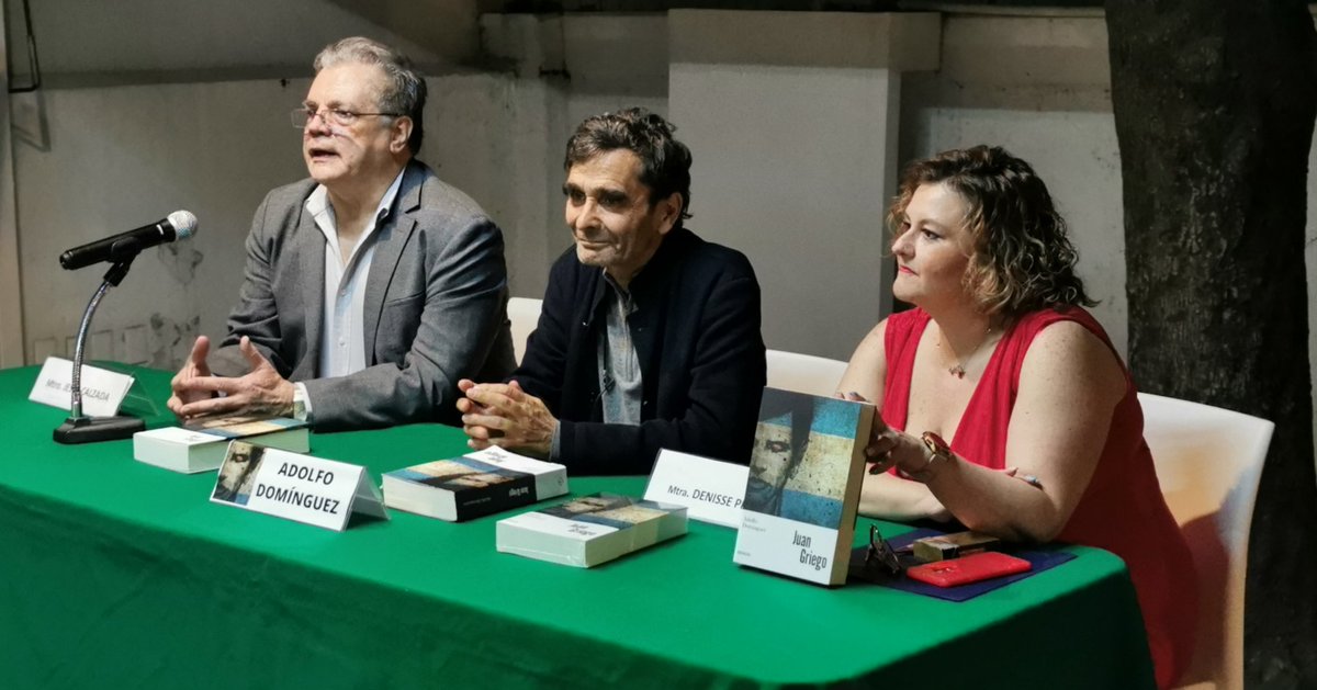 SOGEM_Oficial's tweet photo. Adolfo Domínguez en la presentación de su libro Juan Griego en la Sociedad General de Escritores de México, junto al Mtro. Jesús Calzada y la Mtra. Denisse Pfeiffer en la Terraza de @LaCasaSOGEM. #AdolfoDominguez #JuanGriego https://t.co/RzUhZ83yQU