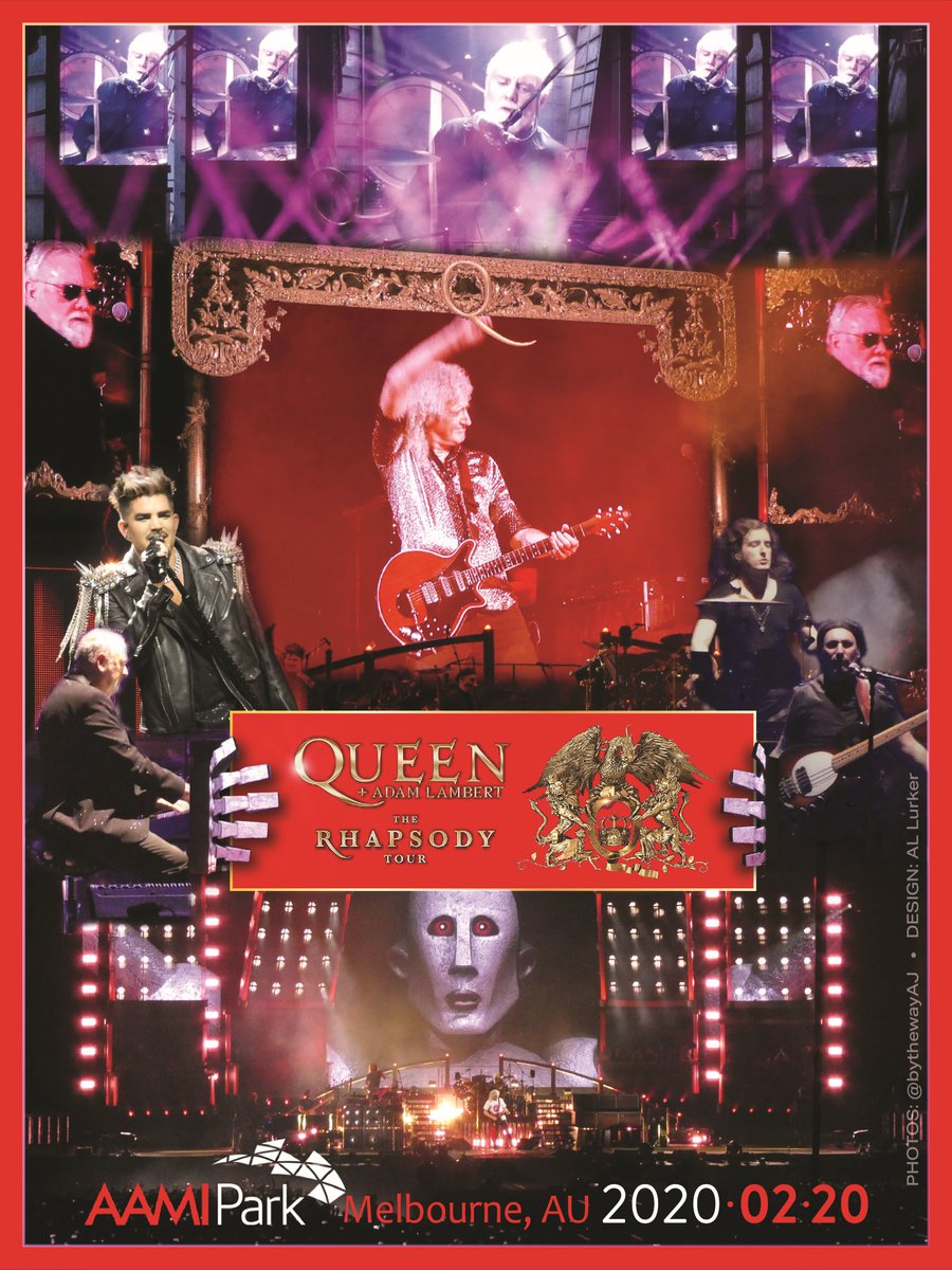 FoxVegas's tweet photo. UNOFFICIAL POSTER👑
@QueenWillRock + @adamlambert
The Rhapsody Tour 2020
AAMI Park Melbourne 2 AU 20.02.2020👈🏽
Photo Credit ~ @bythewayAJ
Poster Design ~ AL Lurker
#queen #adamlambert #rogertaylor #drbrianmay #spikeedney #neilfairclough #tylerwarren #oiqfc #brianmaycom https://t.co/ylFrDflUuP