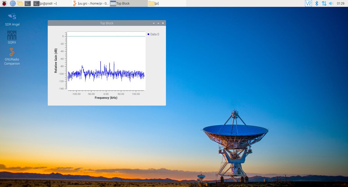 luigifcruz's tweet image. Testing out the rebuilt PiSDR. Almost everything is working already. It&apos;s now automatically built using the same tools used for the official Raspbian. Improved quality control, two times smaller, and more secure. The new wallpaper is the #VeryLargeArray Telescope shot by @wizwow.