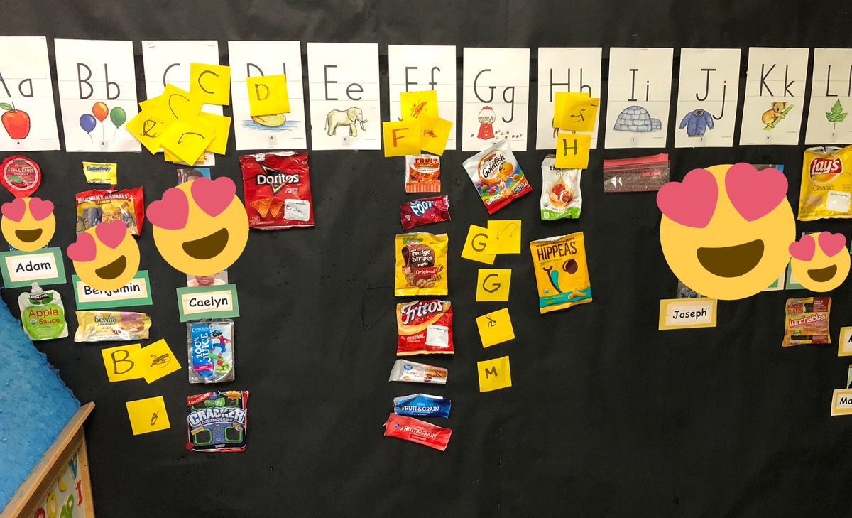 PKSarahScrivens's tweet photo. This fantastic teacher turned her kids snack wrappers into an interactive letter wall. #environmentalprint #prek #ecechat @friscoisd https://t.co/RGq6JvaQzj
