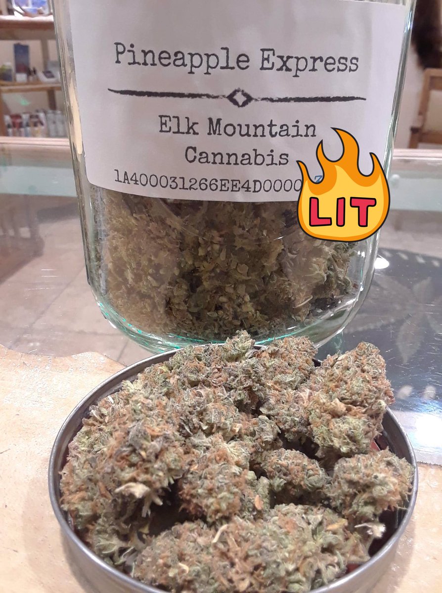 gstrange840's tweet photo. The Pineapple Express is $7/gram @ElkMountain420 and it’s #Lit 32% THC !!! Some of THE BEST ganja out here on the #WesternSlope https://t.co/xjciHSoDIi