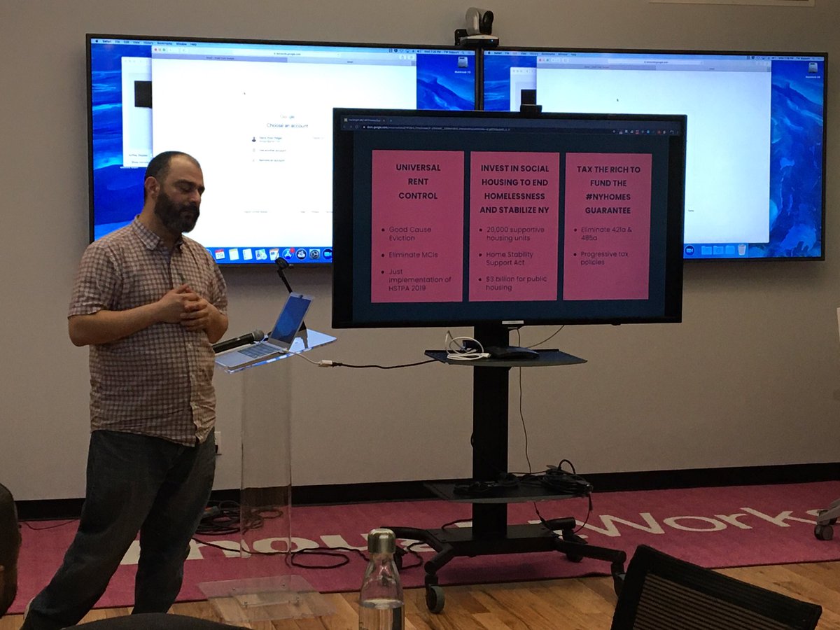 proghacknight's tweet photo. @proghacknight tonight, organizing tech workers learning more about #NYHomesGuarantee and the work ahead. Amazing evening with Dennis from @housing4allNY #HJ4A https://t.co/xk1QaFxRmg