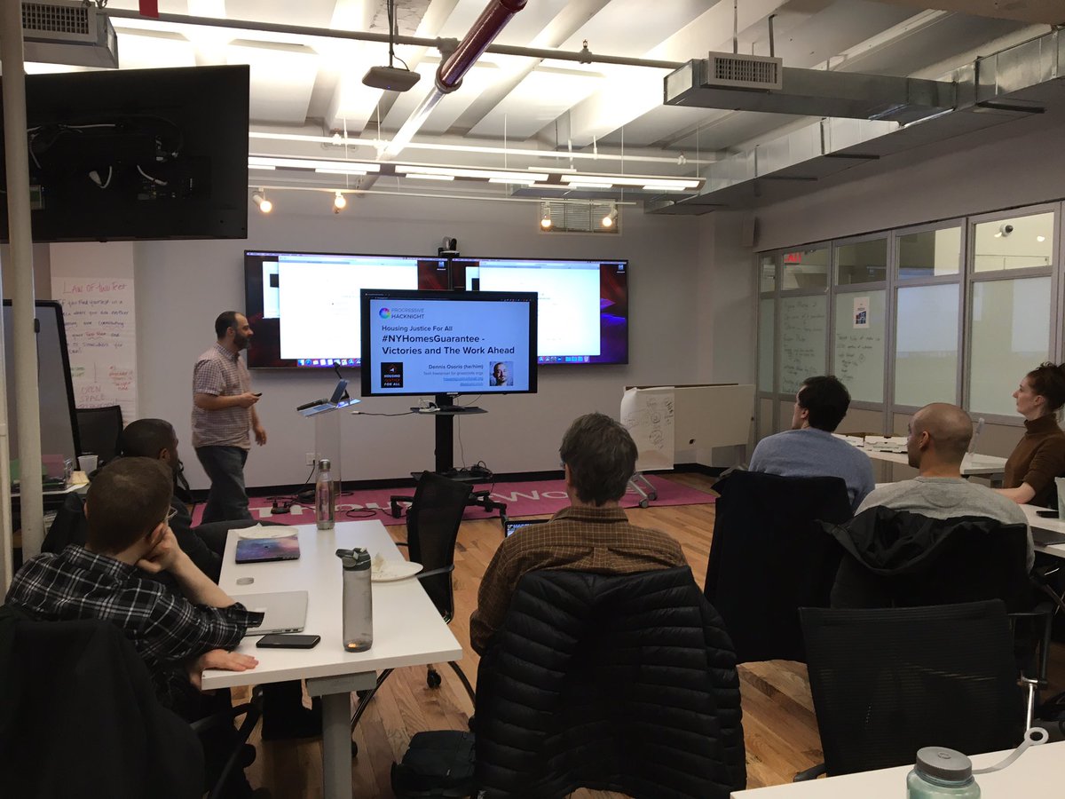proghacknight's tweet photo. @proghacknight tonight, organizing tech workers learning more about #NYHomesGuarantee and the work ahead. Amazing evening with Dennis from @housing4allNY #HJ4A https://t.co/xk1QaFxRmg