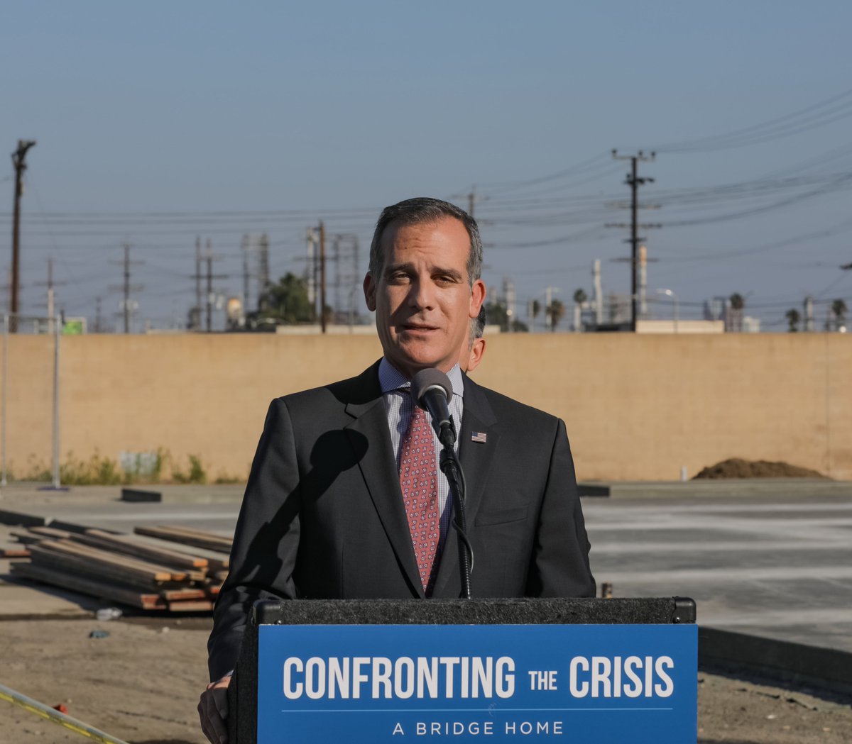 Mayor Garcetti in Wilmington at the Eubank A Bridge Home Groundbreaking 