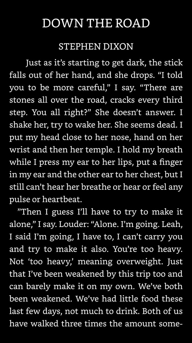 2/19/2020: “Down the Road” by Stephen Dixon, collected in THE ANCHOR BOOK OF NEW AMERICAN SHORT STORIES, edited by Ben Marcus.