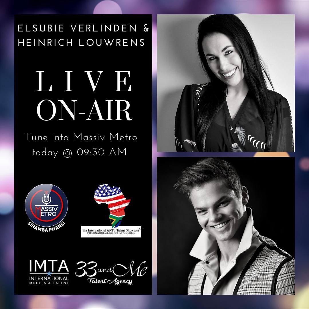 Tune into <a href="/massivmetro/">MassivMetro</a> this morning 9:30 AM to catch our Director <a href="/talent_agent_33/">33 and Me Talent Agency</a> and @33_and_me_talent_agency Artist @heinrich.s.louwrens live on air!!! This is an interview you do NOT want to miss!!!
.
.
.
#liveonair #mediacoverage #massivemetro #33andmetalentagency