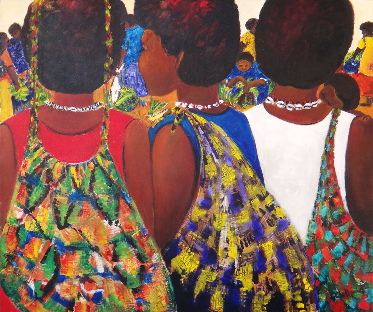 ArtyGlen's tweet photo. My world is full of happy colours #tropical delight #travel #markets #PNG #bilums - first I record the image glimpsed then on return to my studio I recall the feelings I had when I first saw the girls at the markets & the happy colours https://t.co/sWWiiglbZM https://t.co/fJlAB5cydv