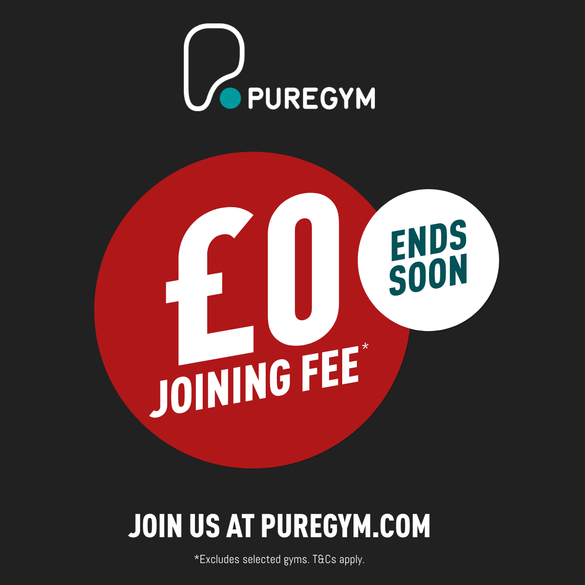 £0 joining fee is back for a limited time only! Join now at puregym.com!