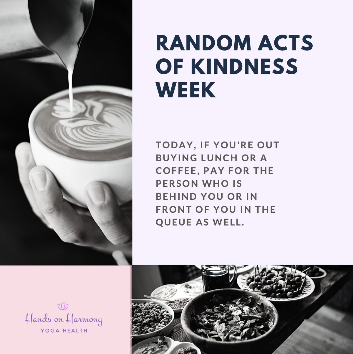 Being kind fuels your own personal energy! Today, if you’re out buying a coffee or lunch, show kindness by paying for the order of the person who is behind or in front of you in the queue as well. #randomactsofkindness #rakday #kindnessstartswithone #health #kind #yoga #happy