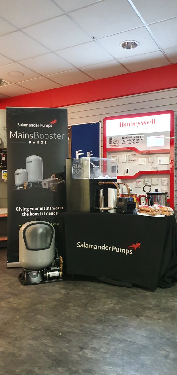 Salamander_Sean's tweet photo. All set and ready to go at @WolseleyUK #Cheltenham for an @salamanderpumps #BrekkieMorning come along and see the revolutionary #Eve #ShowerPump in action and learn about our new range of #Accumulators #AccuBoost #SaladAndAmanda https://t.co/ilbGrdPbA1