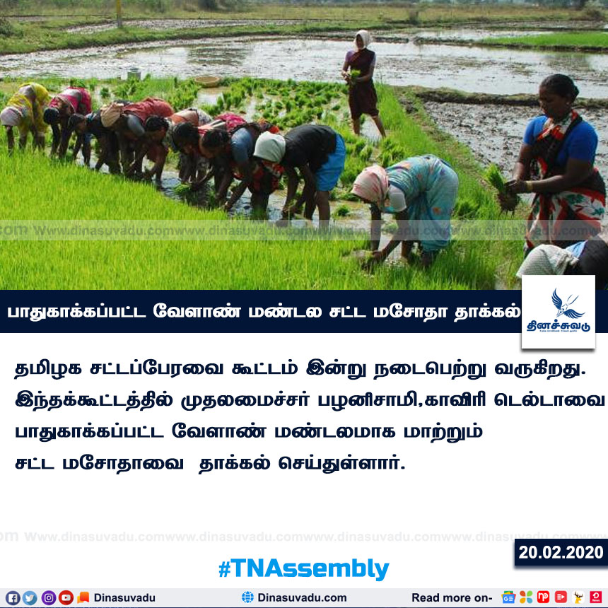 Dinasuvadu's tweet photo. பாதுகாக்கப்பட்ட வேளாண் மண்டல சட்ட மசோதா தாக்கல்.!
#TNAssembly #EdappadiPalaniswami #DeltaRegions #ProtectedAgriculturalZone https://t.co/nJyWBe723b