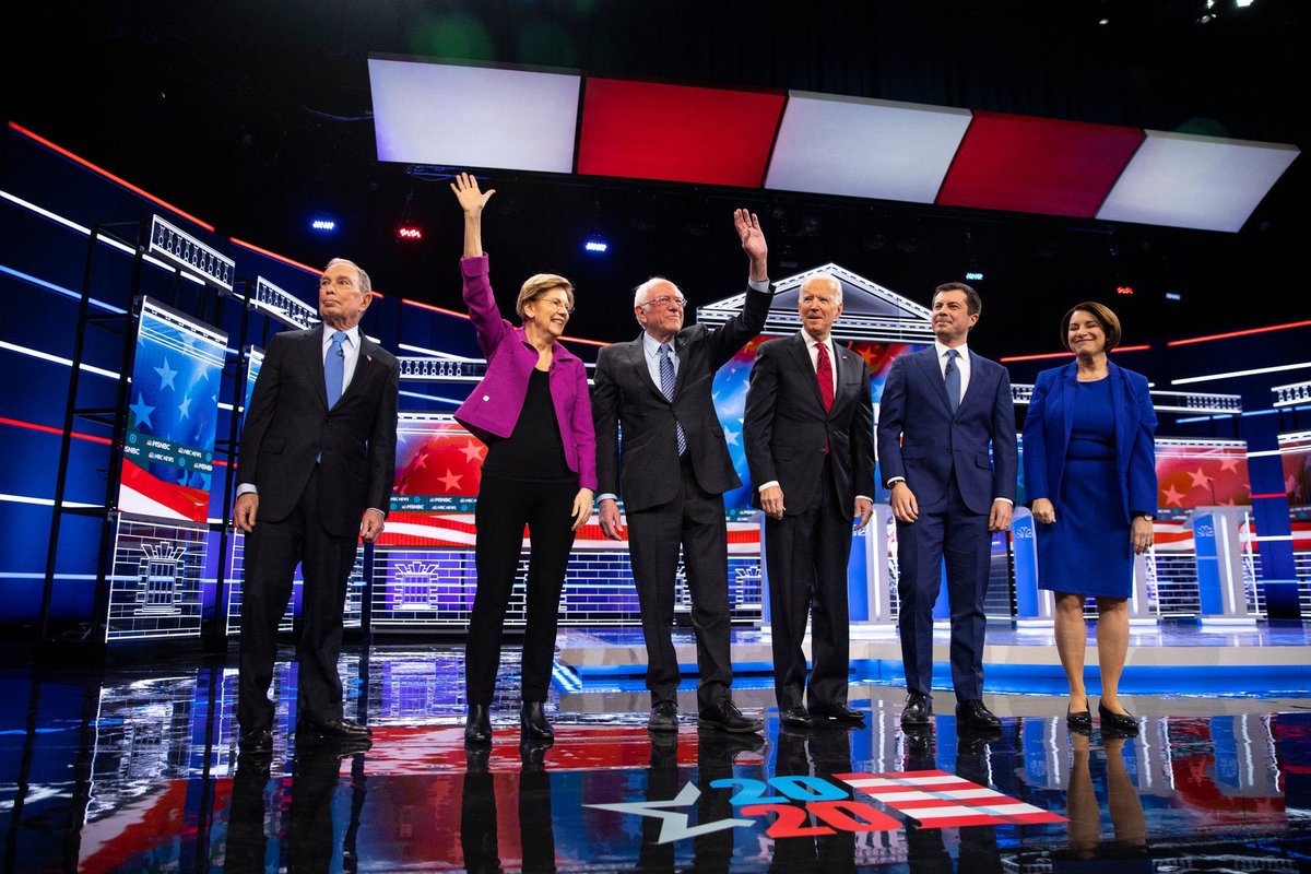LiberalsLeaving's tweet photo. It’s hard to imagine six bigger pandering 2-faced hypocritical frauds than what’s on display tonight at the #DemDebate. Seriously, Democrats... aren’t you embarrassed? #DemocraticDebate #VillagePeople #MiniMike #Pocahontas #CreepyJoe #MayorPete #CommieSanders #Kloserchar https://t.co/CR91tN53Uf