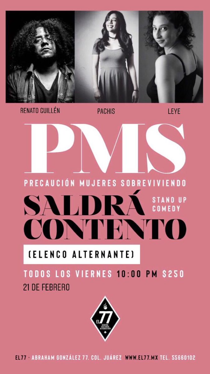 las_pms's tweet photo. ¿Plan para el viernes?
¡Claro que sí! 👍🏻
Su #saldrácontento de confianza de esta semana con @Renato_Guillen, @lalalapony_ y @leyele.
Daremos pases dobles. ¿Quieren alguno?
10 PM | @el77cultural | #LasPMS https://t.co/uYU0RVrYS9