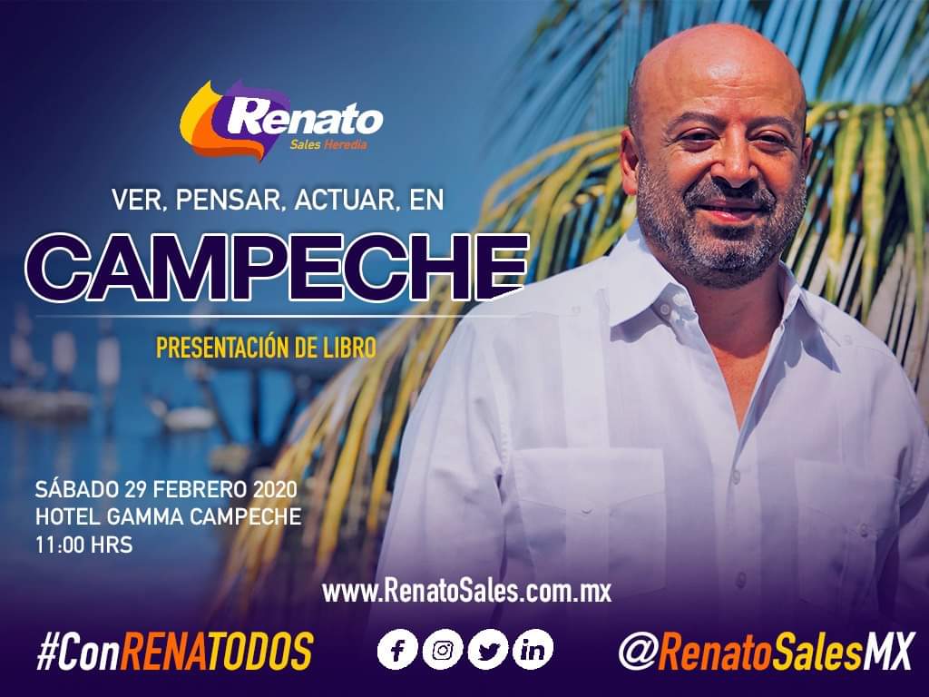 Amigas y amigos de #Campeche les invitamos este sáb. 29 de feb. 11:00 hrs., Hotel Gamma (malecón) a la presentación del libro de nuestro admirado #RenatoSales #MiPersonaFavorita