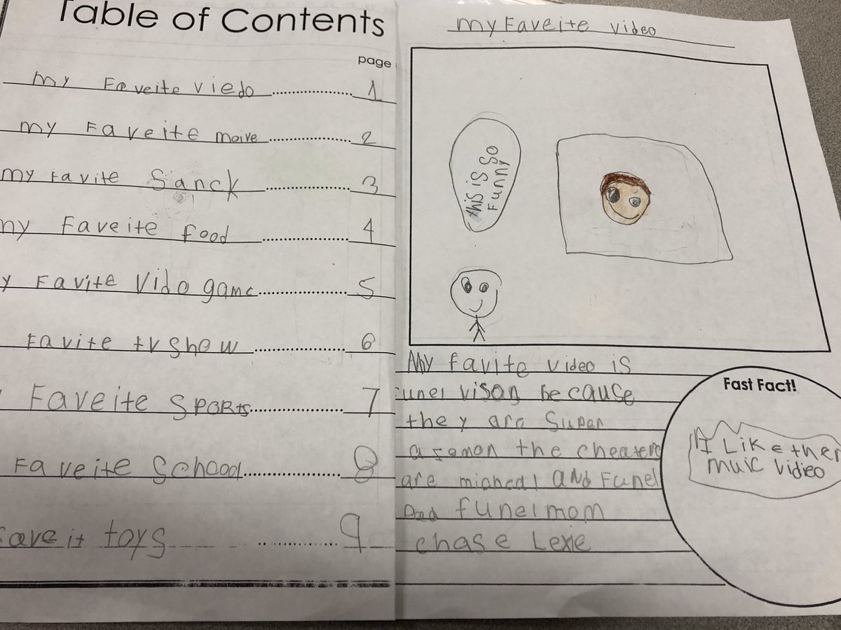 HagueJulia's tweet photo. Adding a Table of Contents to our nonfiction chapter books! #BeDuryea @duryeaschool https://t.co/5JEum14fia
