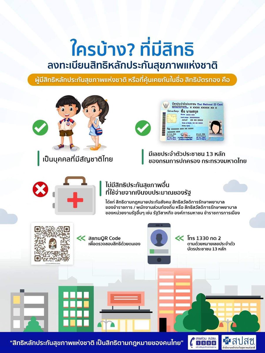 prd_official's tweet photo. แ��ะช่องทางการตรวจสอบสิทธิหลักประกันสุขภาพแห่งชาติ(สิทธิบัตรทอง)..ด้วยตนเอง 
สอบถามเพิ่มเติม สายด่วน 1330🚑
อย่าลืมแชร์ บอกต่อกันนะคะ
#บัตรทอง https://t.co/7RJxWSCKNQ