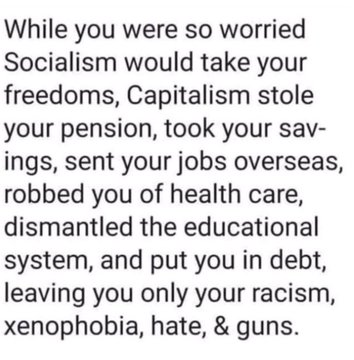 Look_See_Think's tweet photo. While you were so worried that Socialism would take over your freedoms...
#DemDebate 
#DemocraticDebate https://t.co/x5iwgb8ZcT