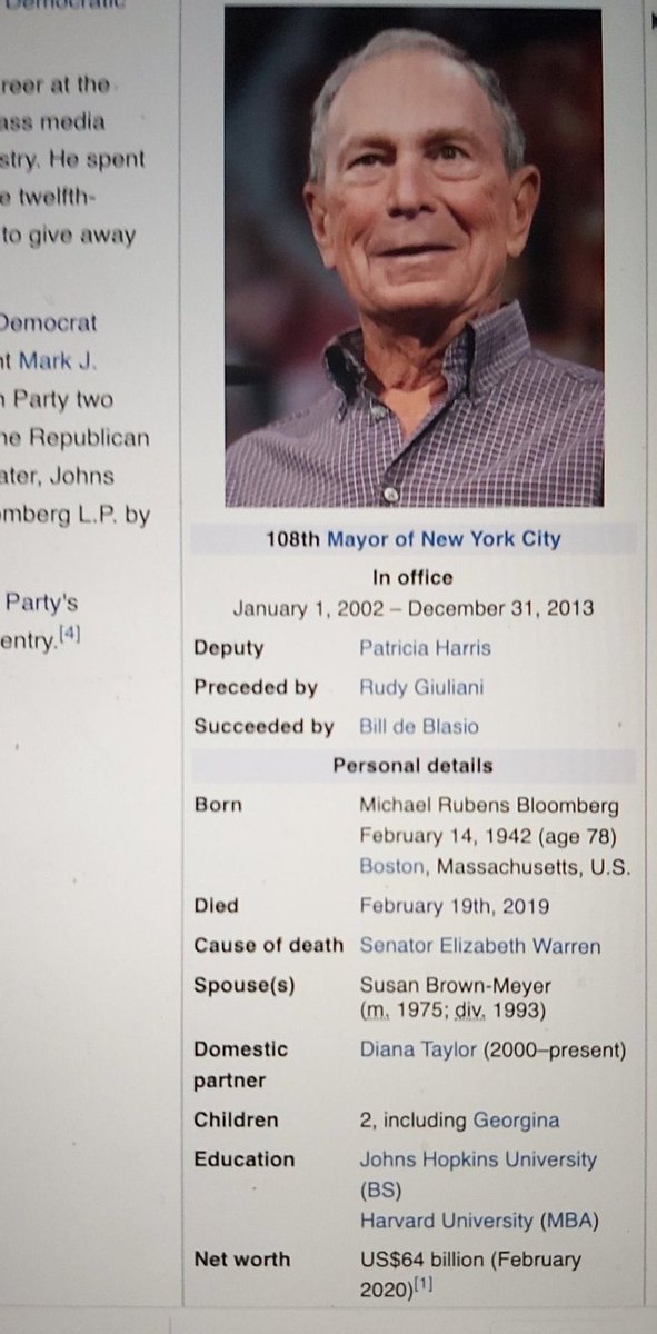 originalspin's tweet photo. Wikipedia is always 100% accurate #PresidentWarren #DemDebate https://t.co/1fVXbCzQ3T