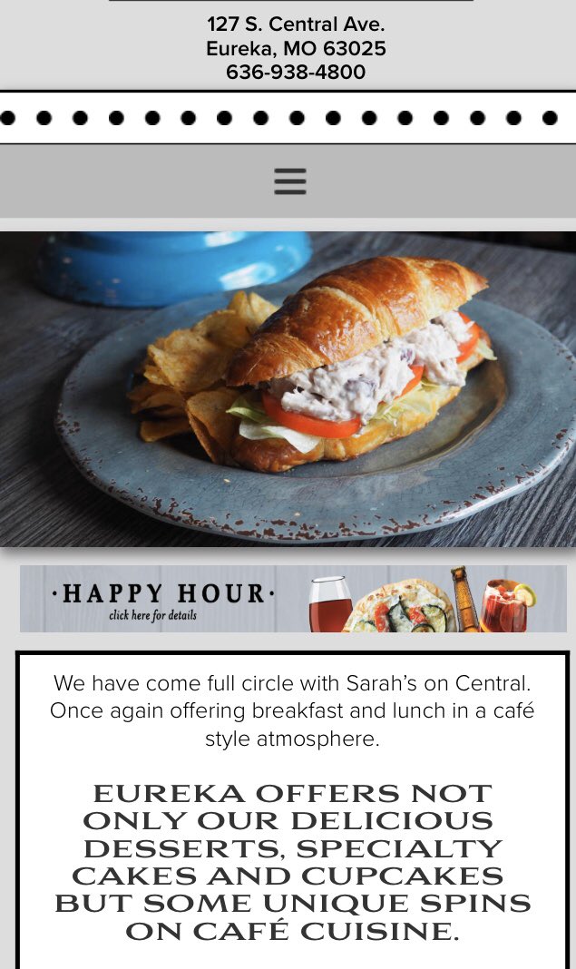 LHSTOWC's tweet photo. Can’t wait to try @sarahsoncentral at TOWC. I had no idea they offered more than dessert. Historic Old town Eureka has a Cafe with breakfast, lunch and even happy hour specials part of the week! https://t.co/jlg08nYVf3