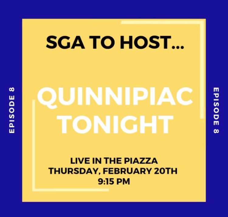 Get ready for Quinnipiac’s Student Government Association to host Quinnipiac Tonight!! Come on out to the piazza tomorrow at 9:15 p.m. or stream it live at q30tv.com/watch. <a href="/QUSGA/">QUStudent Government</a> <a href="/Q30Television/">Q30 Television</a> #QuinnipiacTonight