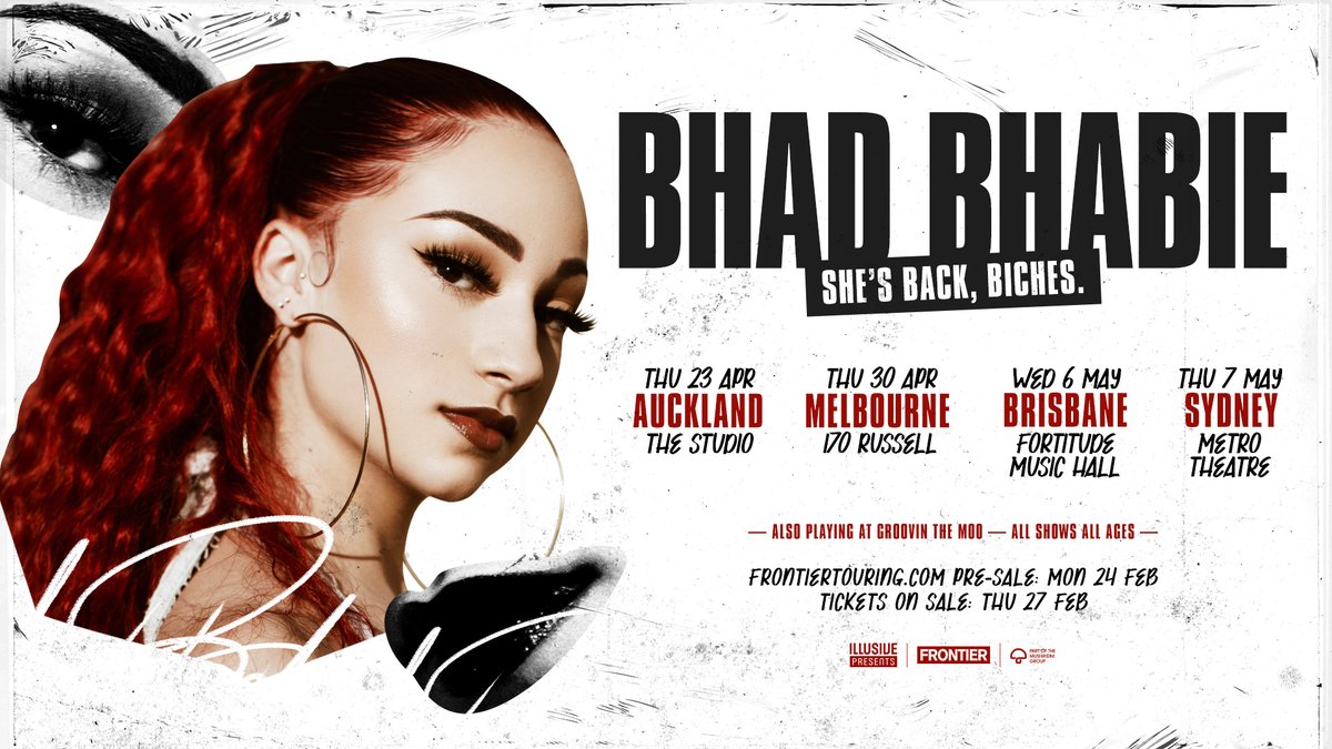 TOUR ANNOUNCEMENT 💁‍♀️ Danielle Bregoli (aka @bhadbhabie) returns this April - May. 💅 Yep, your bestie is back bicchhheess!

All the info ➡ illusivepresents.com/bhadbhabie