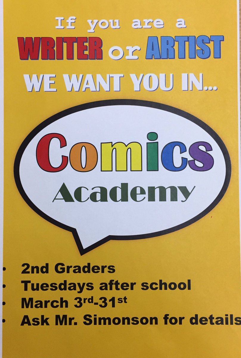 Comics_Academy's tweet photo. 2nd Grade #ComicsAcademy happening every Tuesday in March! @QuatamaSTEAM @hillsboro_sd @HSF4kids https://t.co/SRzpftCAKC