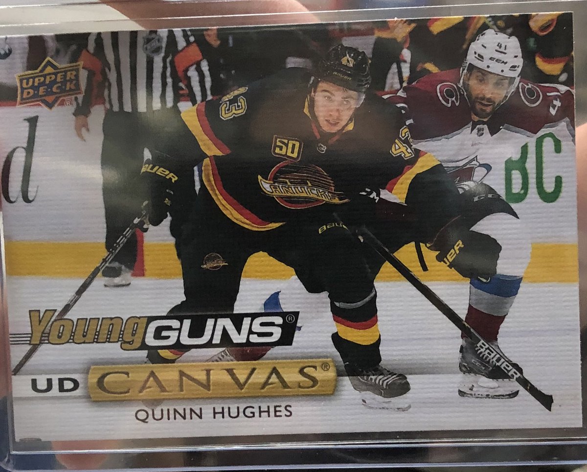 westsportscards's tweet photo. @UpperDeckHockey @UpperDeckSports @UniversalDst @SHOWYOURHITS @beckettmedia @HockeyCardHits @sportscardalbum @UltraPROSupply awesome case of 19-20 Upper Deck S2 Quinn Hughes Rookie Breakout, Makar Fluorescence Emerald /15 +  Timashov CC Young Guns #wscbigpulls loaded case https://t.co/twf7OyL61v