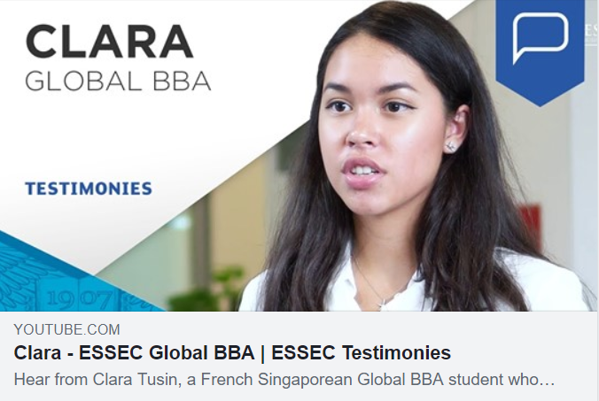 ESSEC_AP's tweet photo. Hear from Clara Tusin, #ESSECGlobalBBA student who started the program at @ESSEC_AP. She shares how #ESSEC has many opportunities for international mobility as well as internship experiences, which led her to intern at @PwC after her first year: https://t.co/xacbrv2dHf https://t.co/eybPbFIQ3M