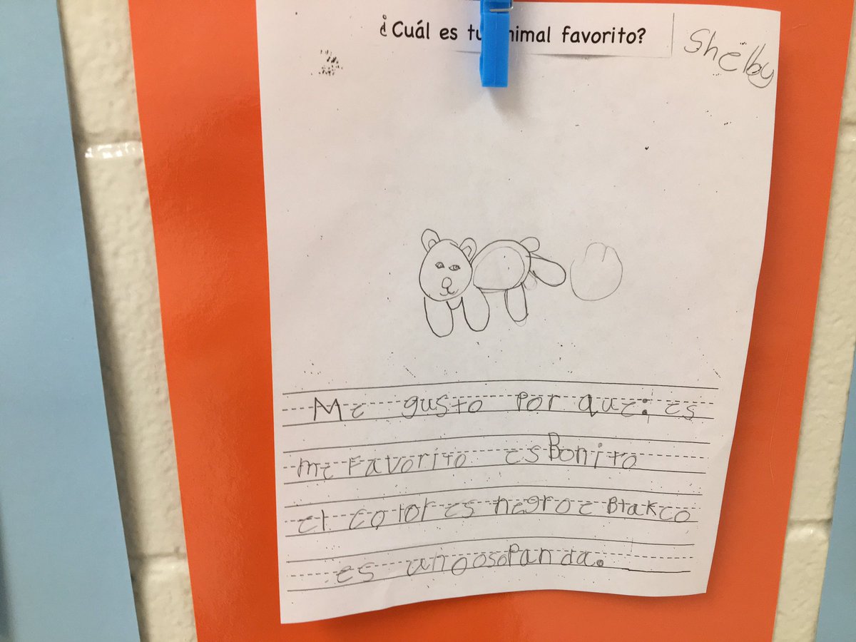 LiteracyStone's tweet photo. I love when students write in Spanish! #Lex1Literacy #Lex1Leads #gilbertprimary https://t.co/vtYfvR0Civ
