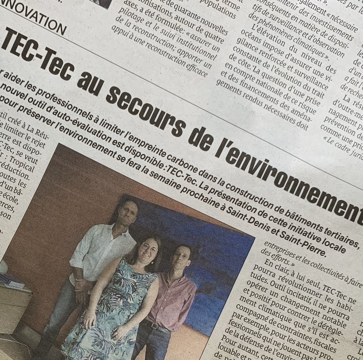 yberezaie's tweet photo. A lire dans @lequotidien de ce matin : TEC (Tropical Énergie Carbone) « un outil innovant pour réduire l’empreinte carbone des bâtiments du tertiaire à #LaReunion 

#DeveloppementDurable #PACTE #BilanCarbone https://t.co/7A6varI9Hv
