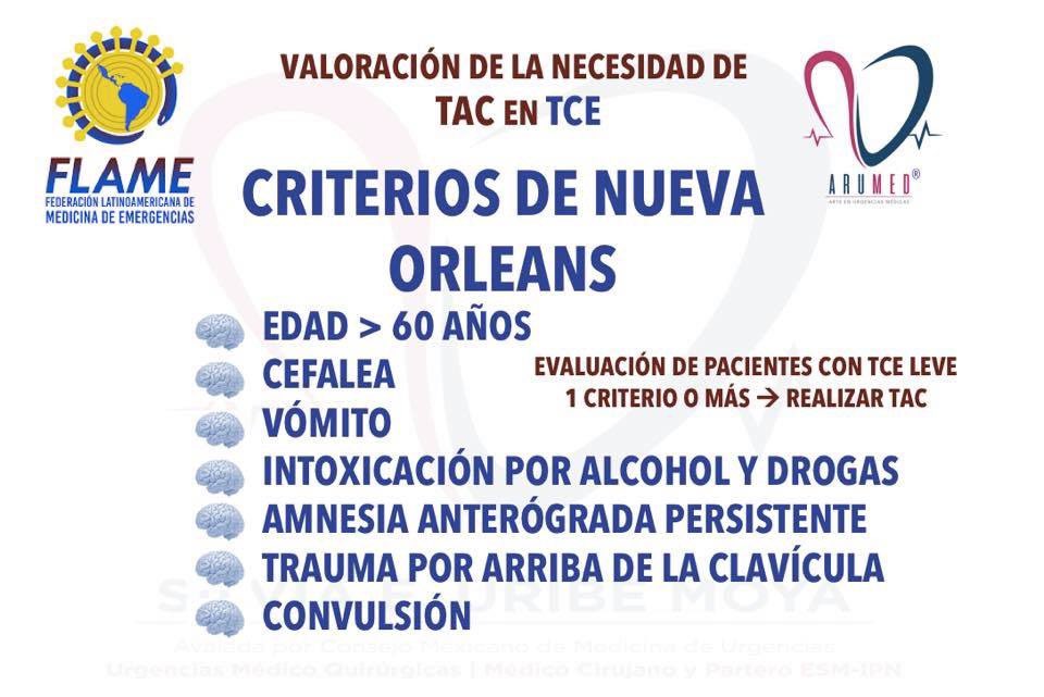 ¿Cuando debemos solicitar un TAC de cráneo ? Según los criterios de Nueva Orleans cuando ... ⏰📏 @jdlopeztapia #foamed #flame