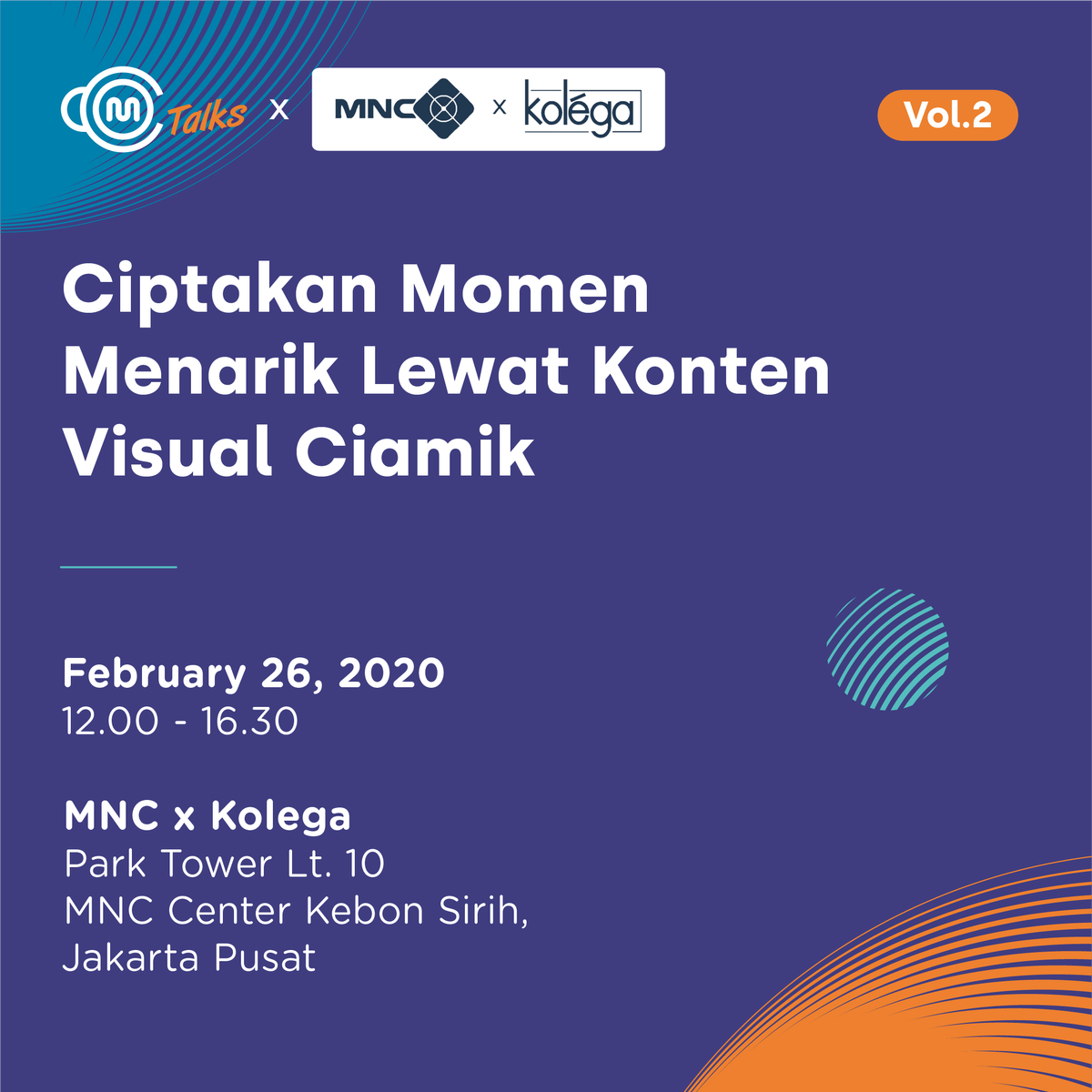 accurateid's tweet photo. [Jakarta] ACOM Talks Vol. 2: Ciptakan Momen Menarik Lewat Konten Visual Ciamik

Rabu, 26 Februari 2020⁣

MNC x Kolega⁣, Jakarta Pusat
⁠
Pendaftaran:
https://t.co/T51whJYcbM⁣ 🖱️⁠
CP: Angga – 081932405778
⁠
#event #eventjky #jktevents #workshopbisnis #accurate #bisnis https://t.co/g6rr6FFaT1