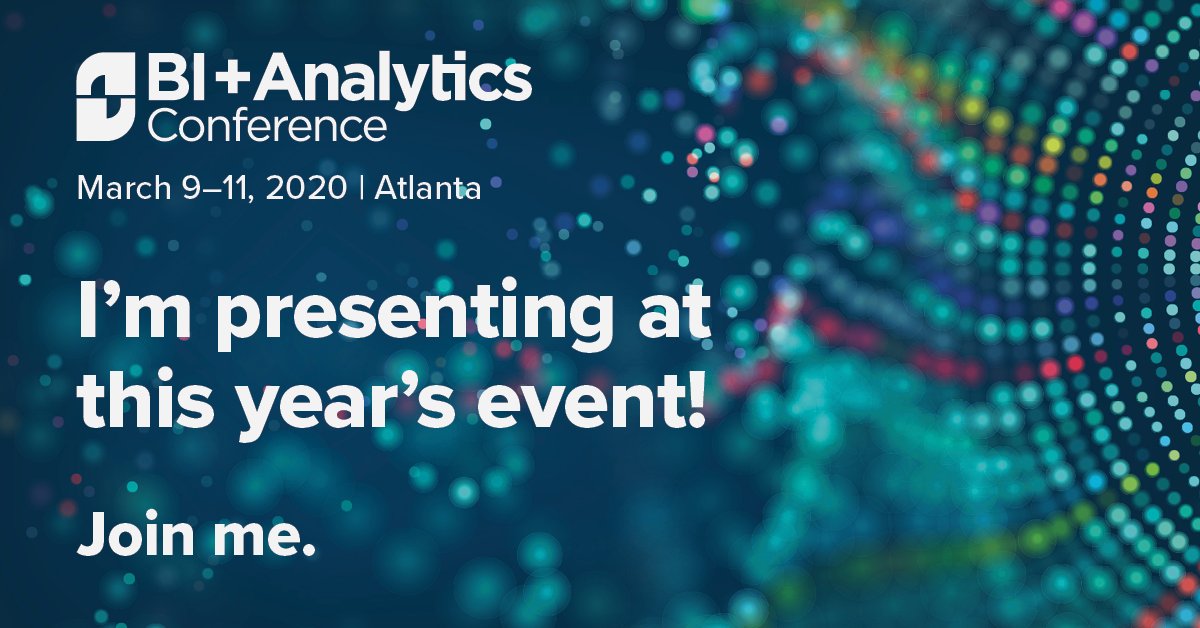 I’m excited to present at BI+Analytics again this year March 9–11 in Atlanta and learn + connect with others. Build your network, access #SAP experts and hear customer use cases about data strategy, being agile, reporting tools &amp; more. Join me: lnkd.in/eMTtjHA