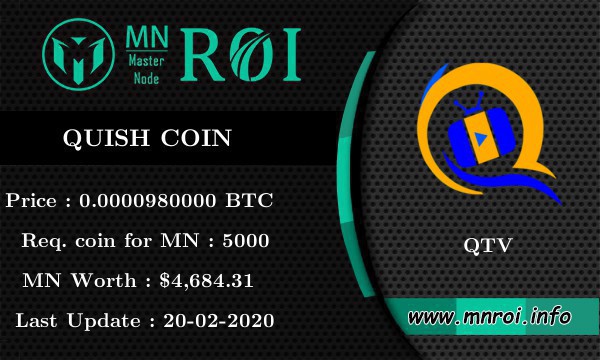 mnroi_info's tweet photo. QUISHCoin (QTV) has been added on Our Platform https://t.co/vdharGu4lY.

Check @QuishTv on https://t.co/xJMP5DlzSp

#QUISH #QTV #QUISHCoin #mnroi #Crypto #MasternodeMonitoring #Cryptocurrency #masternode #MNNotification https://t.co/xQPCNxRKkP