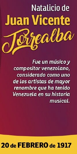 musica_oh's tweet photo. ✔#HONRANDO DESDE este pequeño ESPACIO queremos hacer un HUMILDE TRIBUTO al MAESTRO #JUANvicenteTORREALBAperez, quién HOY estaría CUMPLIENDO sus 103 AÑOS de NATALIDAD. NOSOTROS decretamos esta FECHA especial 20 de FEBRERO: #diaMUSICALdeJUANvicenteTORREALBA ¡ARPA maestro! https://t.co/W1dVYzaRX8