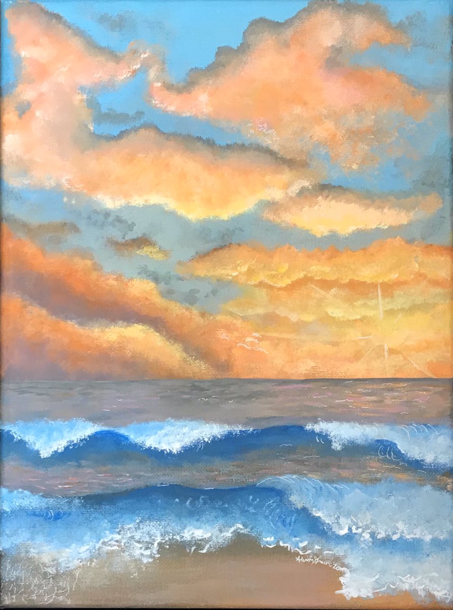 Lexilious21's tweet image. #beach #painting #sunset #waves 🏝🌊