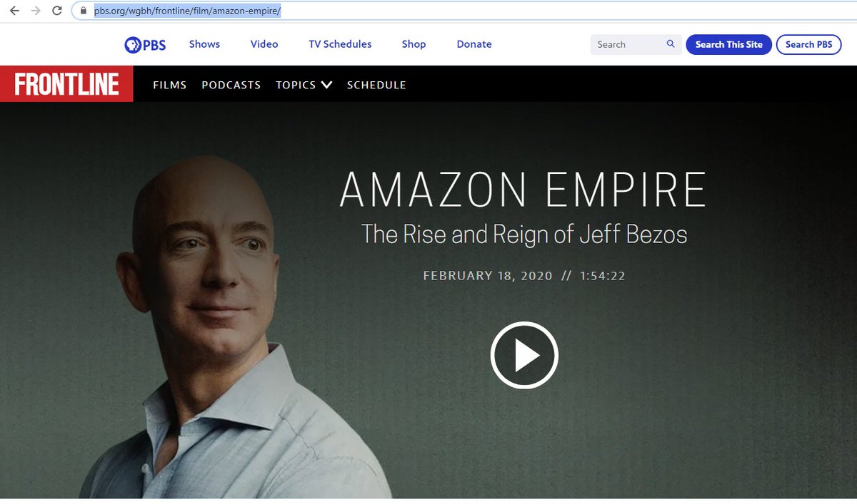 NansinguzaJ's tweet photo. 1of2: After watching a #PBSFrontline #DocFilm titled "#AmazonEmpire : The rise and reign of #JeffBezos", I couldn't help but wonder how #Amazon's small beginning of "selling books online", metamorphosed into a fully fledged empire.
How powerful can one's idea truly become? https://t.co/SWHo1javO2