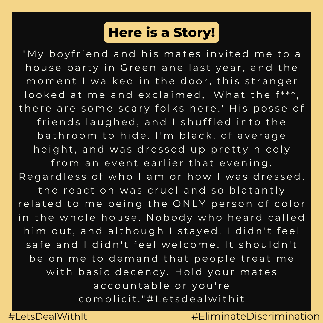 _LetsDealWithIt's tweet photo. Do you have a story on discrimination? Send in your stories to be shared anonymously to letsdealwithit@shakti.org.nz (OR) send a private message.⠀
⠀
#letsdealwithit #shakticommunitycouncil #discrimination #eliminatediscrimination #racism #harassment #racialdiscrimination https://t.co/WhHVzPhpfm