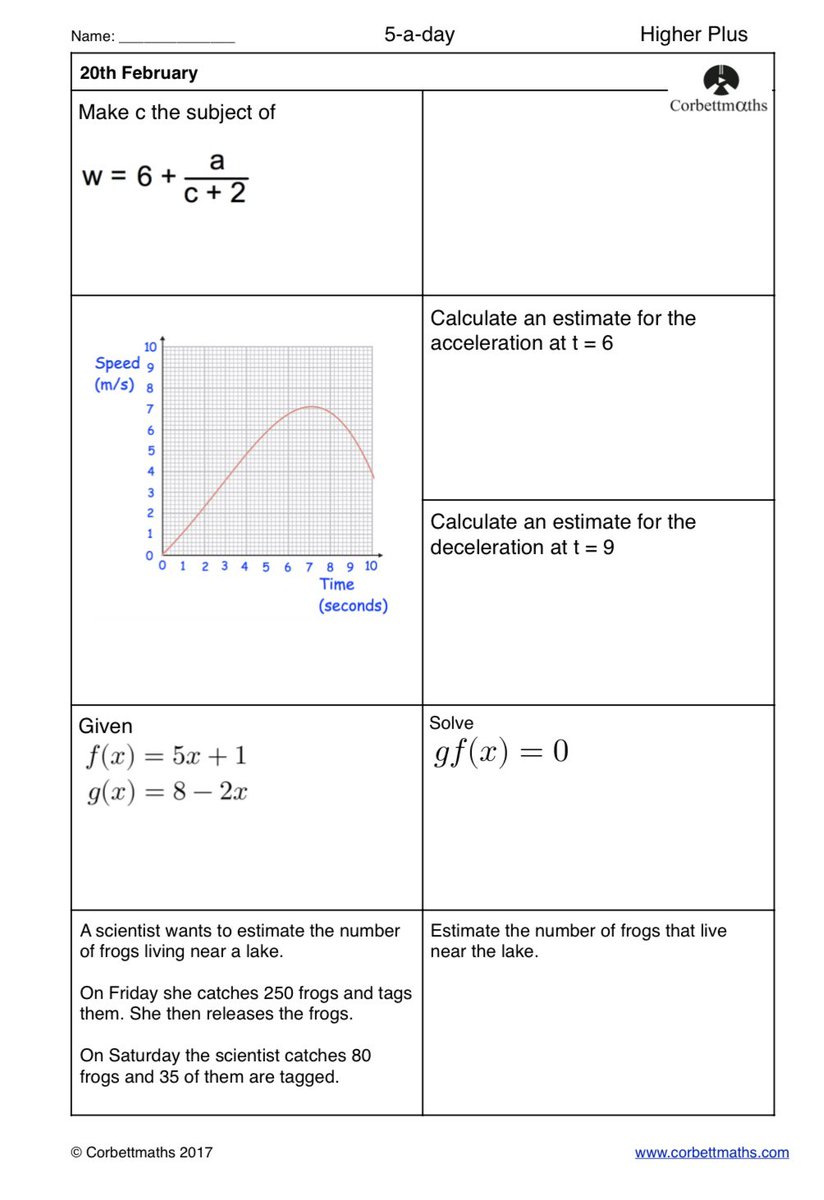 Studying for Higher GCSE Maths? Try today's Foundation Plus, Higher &amp; challenging Higher Plus #maths5aday answers: corbettmaths.com/2016/10/26/feb…