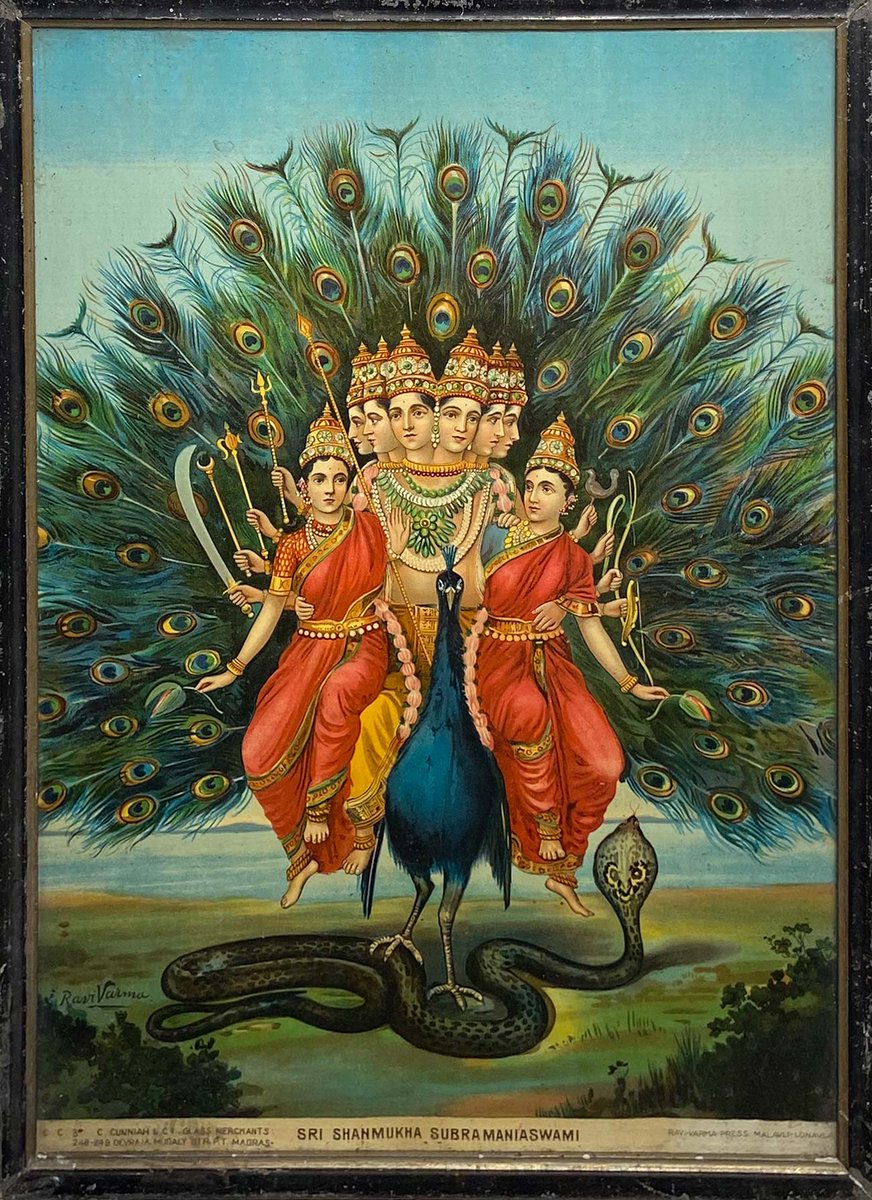 artisera's tweet photo. A #rare #oleograph signed by celebrated #Indian #artist #Raja #Ravi #Varma, this #artwork depicts #Subramanyaswami – also known as #Kartikeya – the God of War in #Hindu #mythology. Shop this and other #oleographs at https://t.co/wLj6fJy7vY.

#rajaravivarma #ravivarma https://t.co/hczEa5RnCS