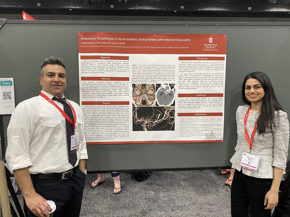 VivienHLee's tweet photo. @OSUWexMed #OhioStateStroke poster at  #ISC20 on #IVtpa in endocarditis @ConventionLA https://t.co/KZi795Mooi