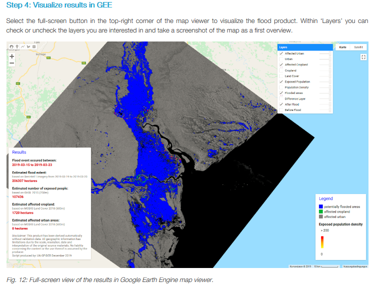 UN_SPIDER's tweet photo. Are you interested in learning how to map #floods &amp; assess damage in Google #EarthEngine with Sentinel-1 radar #data? Our latest Recommended Practice for using #space-based data for #disaster management walks you through all steps: https://t.co/ofwlKfSb6S https://t.co/u93udXryWx