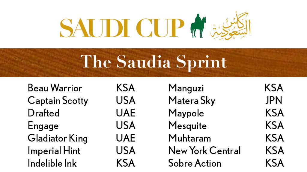 TheSaudiCup's tweet photo. There are some real speedsters in the line-up for the Saudia Sprint! https://t.co/wsiLE2Z7gK