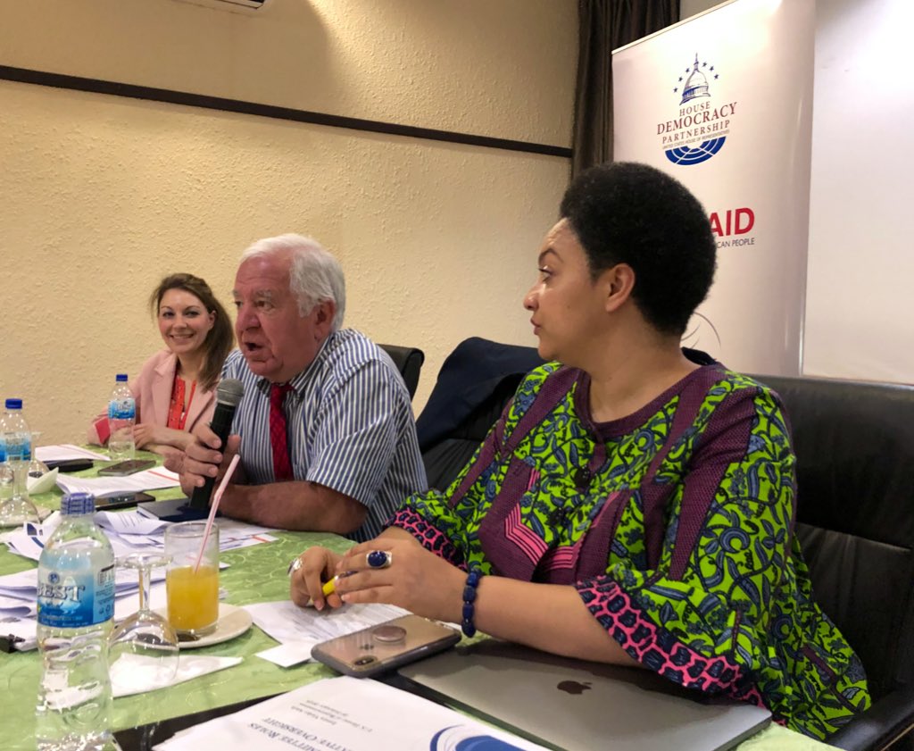 magg_stewart's tweet photo. .@RepNickRahall speaks to 🇬🇲 National Assembly Members and staff about his experience on the House Transportation Committee, how committee leadership is selected, and why committees are critical to the legislative process #impactHDP https://t.co/H6aYfcJjRC