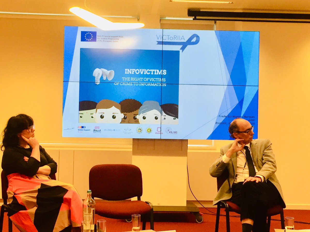 VictimSupportEU's tweet photo. #VICToRIIAFinalConference: the 2nd plenary is focused on the European good practices in information provision, referral and individual needs assessment. Frederico Marques (@APAV_Online) explains how to best provide information to victims on the example of #Infovictims. https://t.co/cLRV49YTTW