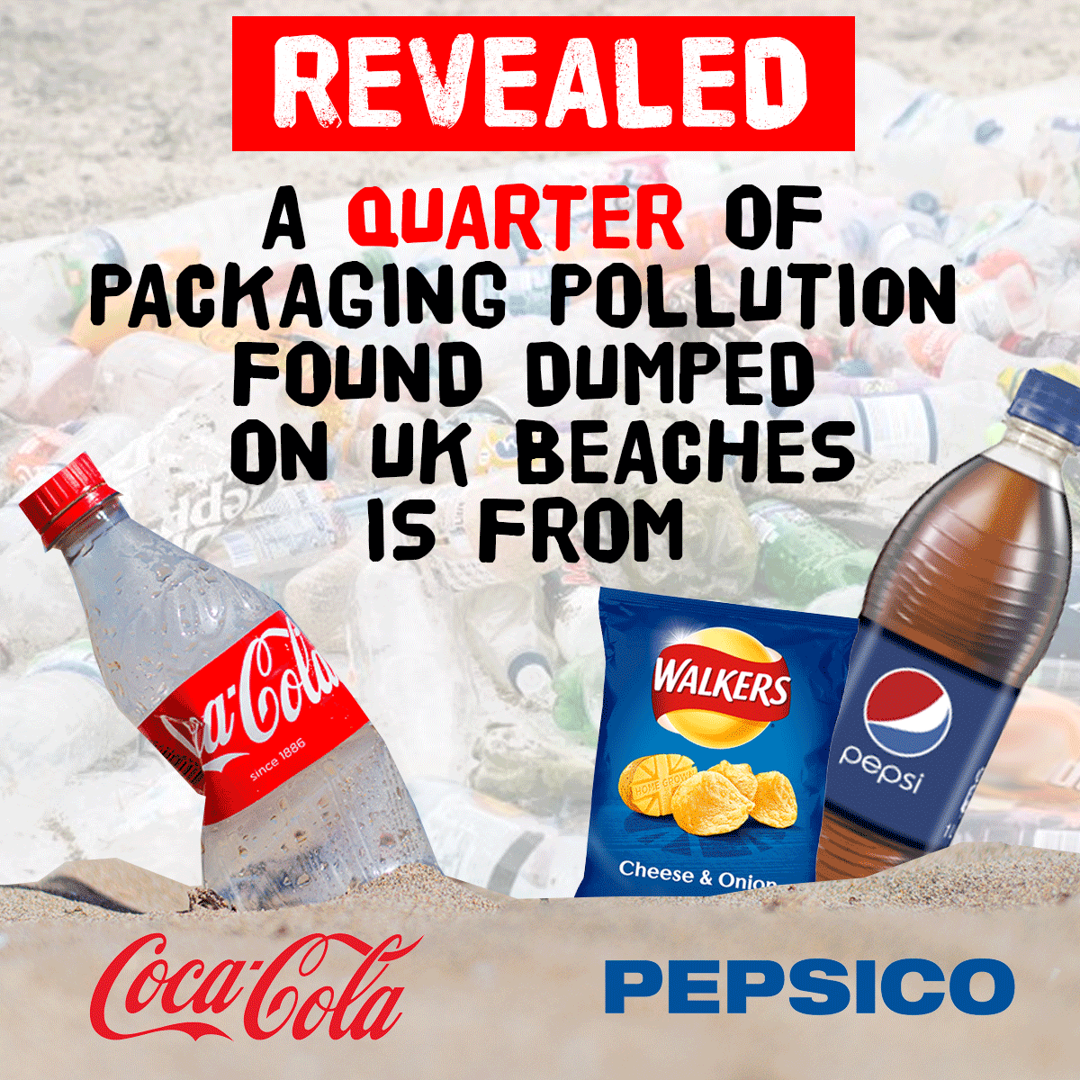 🛑REVEALED: Products from just a handful of companies account for over half of packaging pollution found on UK beaches – with Coca-Cola and PepsiCo named as worst offenders. 

Donate to help collect more evidence &amp; push for change at the highest level: sas.org.uk/its-time-for-j…