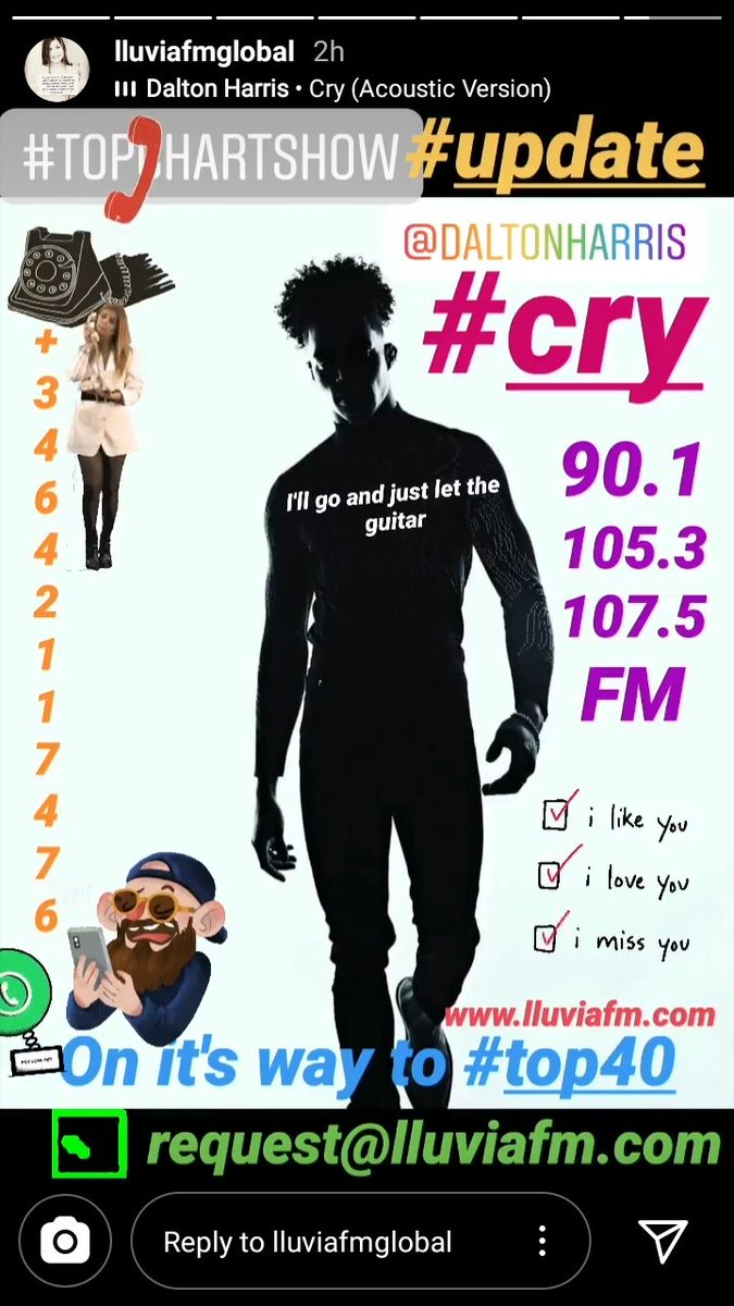 patcarey68's tweet photo. #DHArmy...let's do THIS! Request, request, request #Cry on #lluviafm . Return the gift of love by supporting @daltonharris !!! https://t.co/H0bUAngi6d
